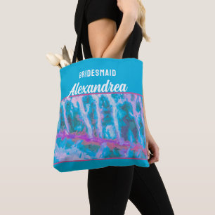 Bolsa Tote Noiva Acessório Personalizado Elegante Azul Rosa A