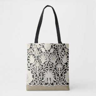 Bolsa Tote Noiva Antiga Renda Linho Branco Clássico Bonito