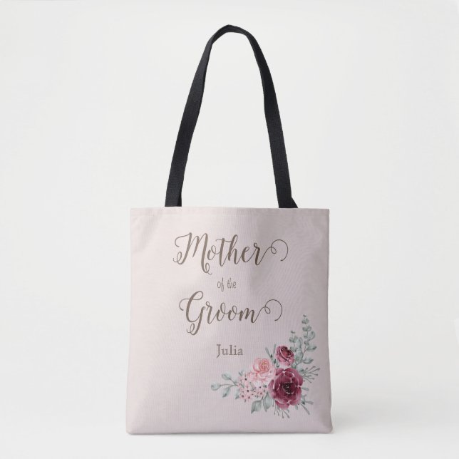 Bolsa Tote Noiva Antiga Rosa Borgonha Mãe do Noivo  (Frente)
