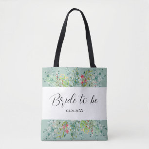 Bolsa Tote Noiva Boho Soft Green com Flores Silvestres para S