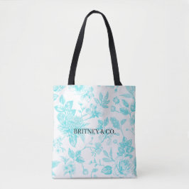 Bolsa Tote Noiva & Co. Toalete Floral Azul Personalizado