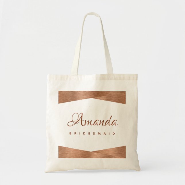 Bolsa Tote Noiva Cobre Geométrica Caligráfica Moderna (Frente)