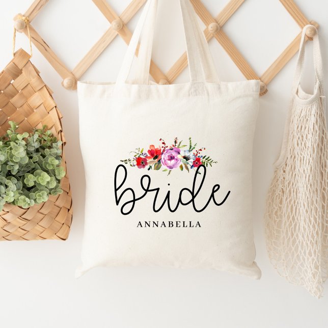 Bolsa Tote Noiva com Buquê Floral (Criador carregado)