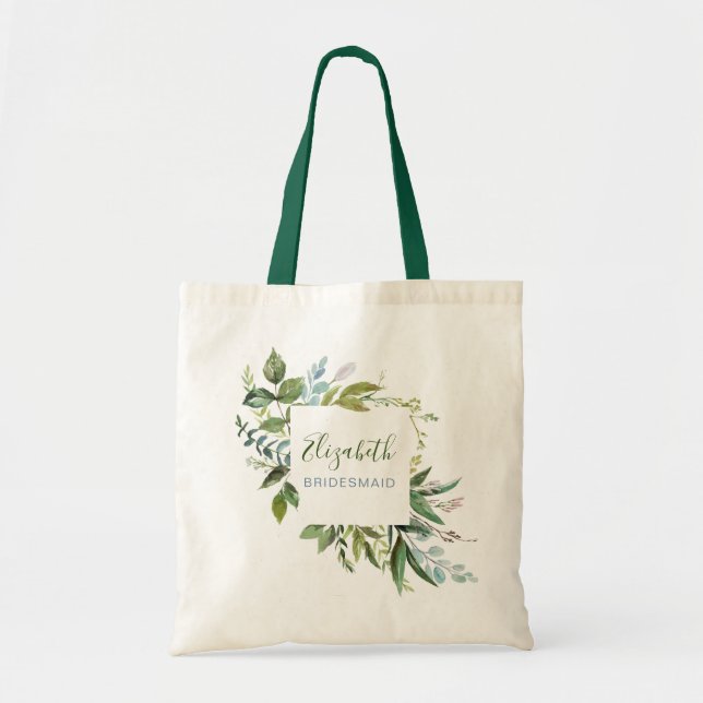 Bolsa Tote Noiva com Nome em Verde (Frente)