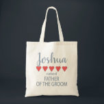 Bolsa Tote Noiva & Corte de Honra 5 Corações Pai do Noivo<br><div class="desc">Os membros do grupo da noiva e do casamento se sentirão amados e apreciados com um presente "cinco corações" feito especialmente para eles. O amor é tudo o que importa. Seja um casamento na cidade natal ou um casamento em um destino, os itens personalizados certamente trarão sorrisos ao longo do...</div>