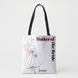 Bolsa Tote Noiva da Moda Rosa Mãe da Noiva rosa costas