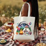 Bolsa Tote Noiva de Campo Russo Personalizada<br><div class="desc">Celebre seu final de semana de despedida de solteira "Camp Bride" com esta charmosa bolsa personalizada de tote. Apresentando uma ilustração esbranquiçada de uma fogueira aconchegante, tenda de vidro, coquetéis e detalhes vibrantes como balões e sotaques florais, esse bolsa é perfeito para os recursos de carregando durante o evento. O...</div>