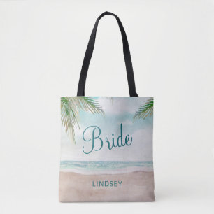 Bolsa Tote Noiva de Casamento Cena de Praia Pintada Ilha Bris