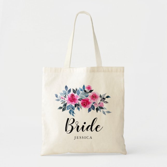 Bolsa Tote Noiva de Casamento de Rosas de Aquarela (Frente)