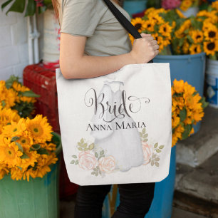 Bolsa Tote Noiva de Casamento Elegante Moderno Floral Rosa Pá