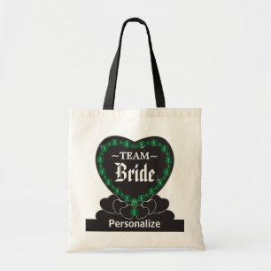 Bolsa Tote Noiva de Equipe  Casamento  Emerald Green  Texto "