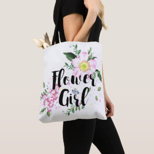 Bolsa Tote Noiva de Floral Aguarela Rosa Flor Girl Wedding