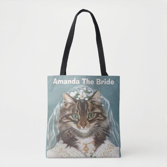 Bolsa Tote Noiva de gato fofo personalizada (Frente)