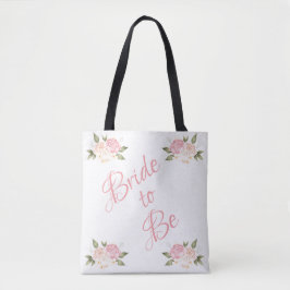 Bolsa Tote Noiva de ser um Elegante rosa-rosa com script flor