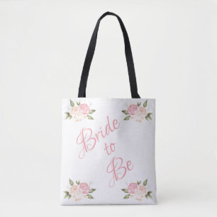 Bolsa Tote Noiva de ser um Elegante rosa-rosa com script flor