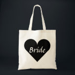Bolsa Tote Noiva do Coração Negro<br><div class="desc">Este nome personalizado monograma,  uma bolsa de tote vintage fofa é a melhor ideia de presente para noiva e dama de honra nos casamentos.</div>