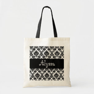 Bolsa Tote Noiva do damasco ou presente branco preto da dama
