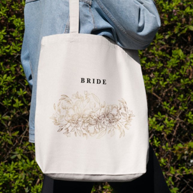 Bolsa Tote Noiva do Partido Bridal Botânica Desenhada à Mão E (Criador carregado)