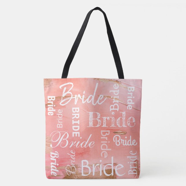 Bolsa Tote Noiva Dourada Melon Script Modern Wedding (Frente)