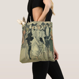 Bolsa Tote Noiva e Noivo de Casamento Vitoriano em Bicicleta 