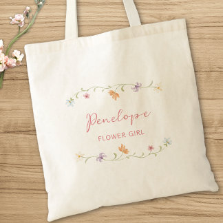 Bolsa Tote Noiva Flor Menina Personalizada Aquarela Floral Ca