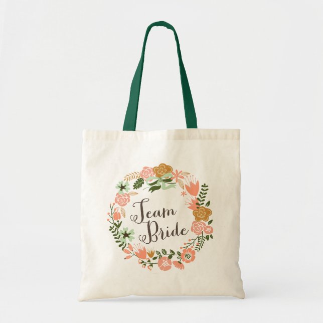Bolsa Tote Noiva floral botânica da equipe da grinalda (Frente)