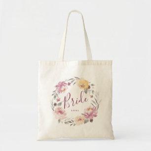 Bolsa Tote Noiva floral de jardim romântico personalizada