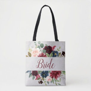Bolsa Tote Noiva floral do dia do casamento do chique do