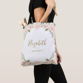 Bolsa Tote Noiva Floral Rosa Casamento Damas de Honra