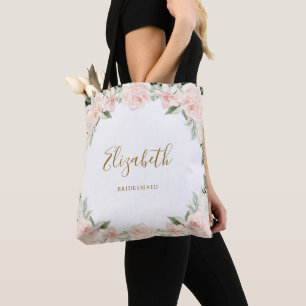 Bolsa Tote Noiva Floral Rosa Casamento Damas de Honra