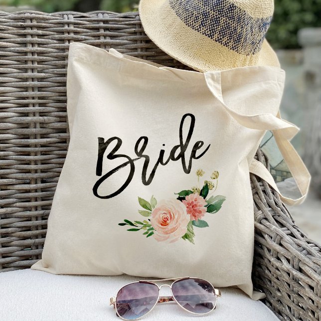 Bolsa Tote Noiva floral rosada casamento (Criador carregado)