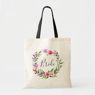 Bolsa Tote Noiva. Flores tropicais rosa. Casamento de destino