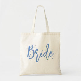 Bolsa Tote Noiva Fofo Diversão Caligrafia Script Simples Azul