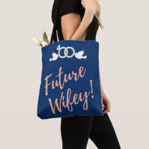 Bolsa Tote Noiva Futura Pássaros do Amor em Azul Escuro