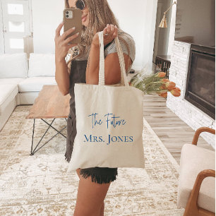 Bolsa Tote Noiva, Futura Sra. Azul Personalizada