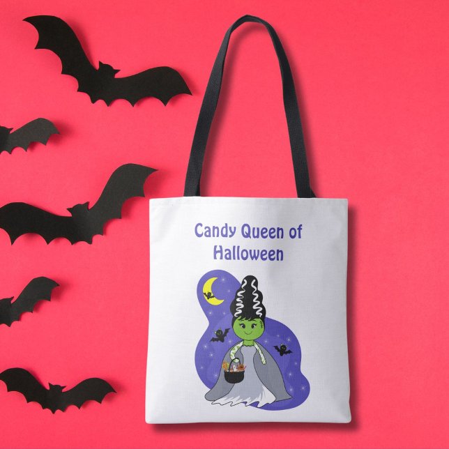 Bolsa Tote Noiva Kawaii de Frankenstein no Halloween com Doce (Criador carregado)