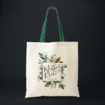 Bolsa Tote Noiva Mãe Rustic Greenery<br><div class="desc">Saco de mão elegante e doce com moldura botânica de greenery em aquarela rústica com caligrafia moderna e tipografia clássica para sua mãe.</div>