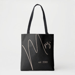Bolsa Tote Noiva Minimalista Moderna Preto + Roteiro Bege