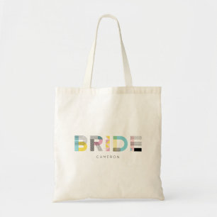 Bolsa Tote Noiva moderna da tipografia colorida do teste