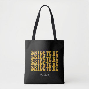 Bolsa Tote Noiva para Ser Texto com Brilho Dourado e Nome, Pr