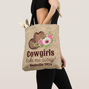 Bolsa Tote Noiva Personalizada Cowgirl Rosa Floral