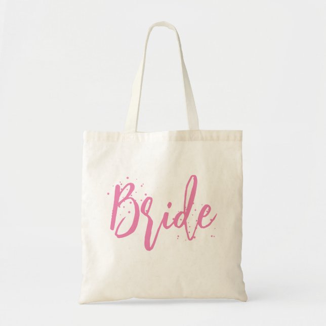 Bolsa Tote Noiva Rosa Fofo Divertido Script Caligrafia Simple (Frente)