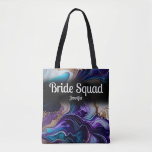 Bolsa Tote Noiva Roxa, Dourada e Preta Esquadra de Casamento