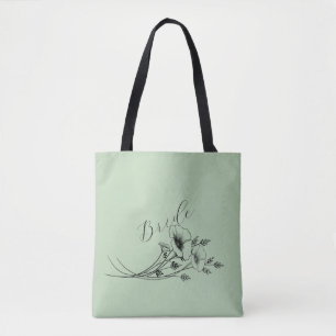 Bolsa Tote Noiva Sage Wildflower Doodle