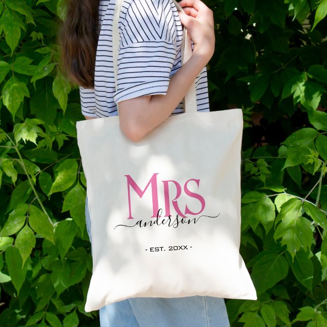 Bolsa Tote Noiva Senhora Esposa Rosa Despedida de Solteira Ca (Pink Wife Bride Mrs Wedding Bridal Shower Tote Bag
)