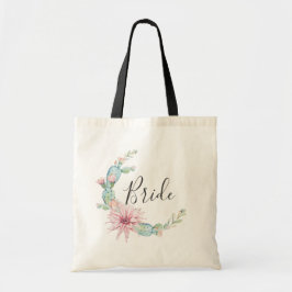 Bolsa Tote Noiva. Suculentas de aquarela. Cacto de casamento