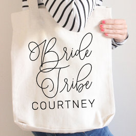Bolsa Tote Noiva Tribo Preto Moderno Script Personalizado Dam