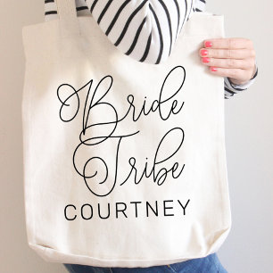 Bolsa Tote Noiva Tribo Preto Moderno Script Personalizado Dam