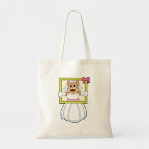 Bolsa Tote Noiva Urso com vestido de noiva e moldura de image