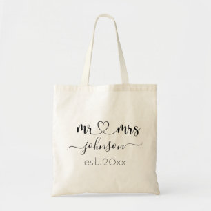 Bolsa Tote Noivado de casamento Sr. Sra. Nome Personalizado